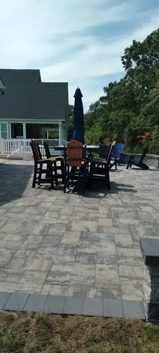 Brick paver patio with herringbone pattern in Delaware
