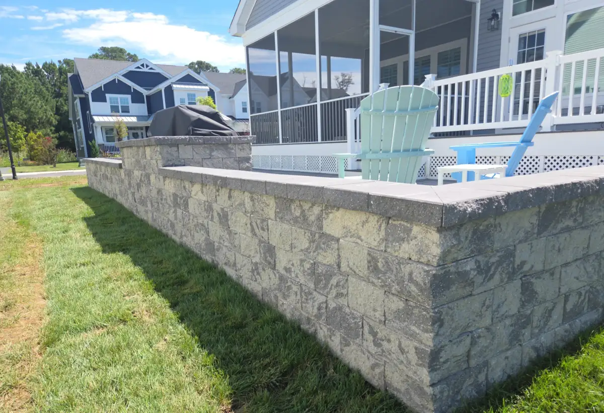 Vinyl liner pool with landscaping in Sussex County Delaware